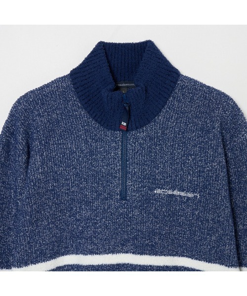 ROSASEN(ロサーセン)の「【Rosasen/GOLF】モールニット ボーダー ハーフジップハイネック(ニット/セーター・レディース・ブルー/オフホワイト・L/M)」の9枚目の写真