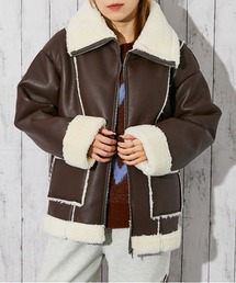 GORGE | 《ボア切替×ビッグカラー》レディース フェイクムートンジャケット ゆるシルエット 秋冬(ブルゾン)