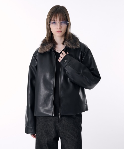 SELLE GLANT(セレグランテ)の「2WAY DOUBLE ZIP FAKE LEATHER JACKET/2WAYダブルジップ合皮ジャケット(ライダースジャケット・メンズ・ブラック・SMALL/MEDIUM/LARGE)」の11枚目の写真