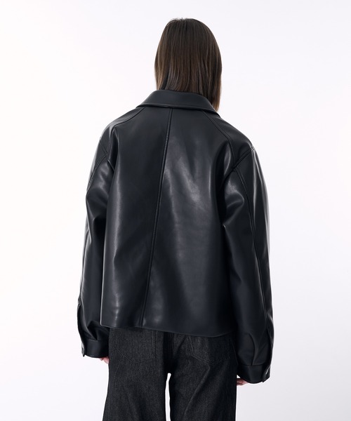 セール】2WAY DOUBLE ZIP FAKE LEATHER JACKET/2WAYダブルジップ合皮