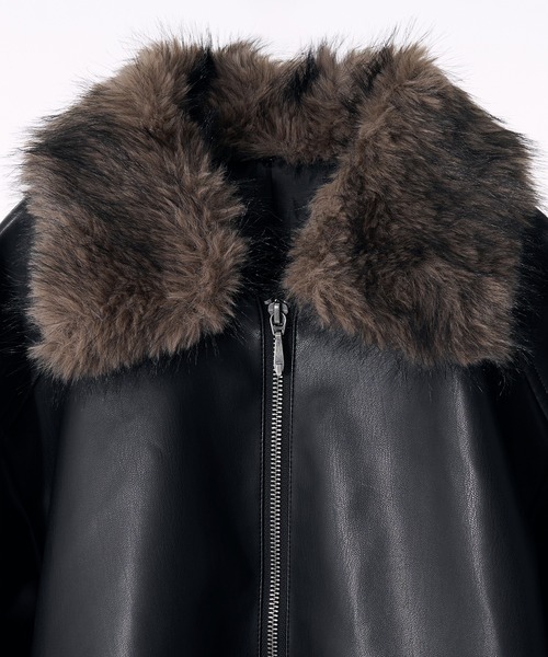 セール】2WAY DOUBLE ZIP FAKE LEATHER JACKET/2WAYダブルジップ合皮