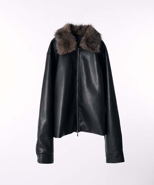セール】2WAY DOUBLE ZIP FAKE LEATHER JACKET/2WAYダブルジップ合皮
