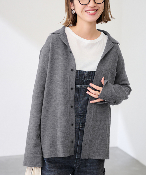 ATON/エイトン MERINO COLLEGE KNIT SHIRT（ニット/セーター