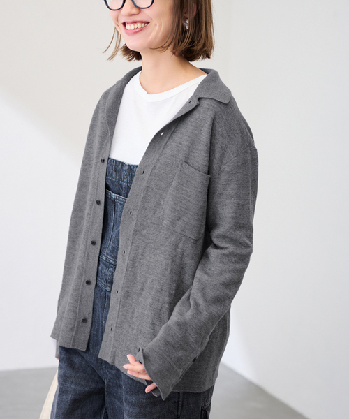 セール】ATON/エイトン MERINO COLLEGE KNIT SHIRT（ニット/セーター