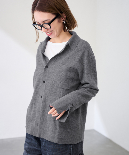 ATON/エイトン MERINO COLLEGE KNIT SHIRT（ニット/セーター