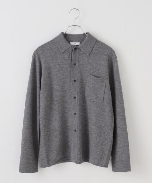セール】ATON/エイトン MERINO COLLEGE KNIT SHIRT（ニット/セーター