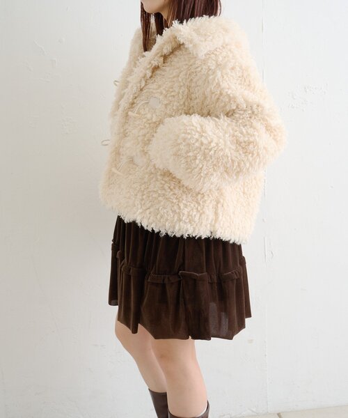 w closet（ダブルクローゼット）の「モコモコプードルアウター（その他アウター・レディース・ピンク/チャコールグレー/アイボリー・FREE）」の5枚目の写真