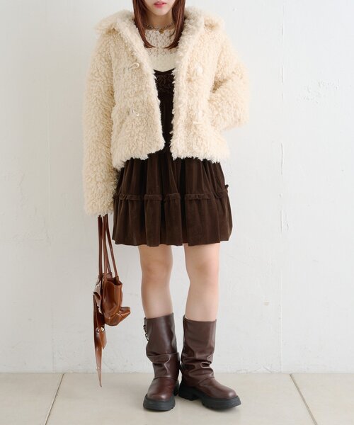 w closet（ダブルクローゼット）の「モコモコプードルアウター（その他アウター・レディース・ピンク/チャコールグレー/アイボリー・FREE）」の9枚目の写真