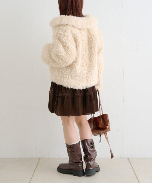 w closet（ダブルクローゼット）の「モコモコプードルアウター（その他アウター・レディース・ピンク/チャコールグレー/アイボリー・FREE）」の11枚目の写真