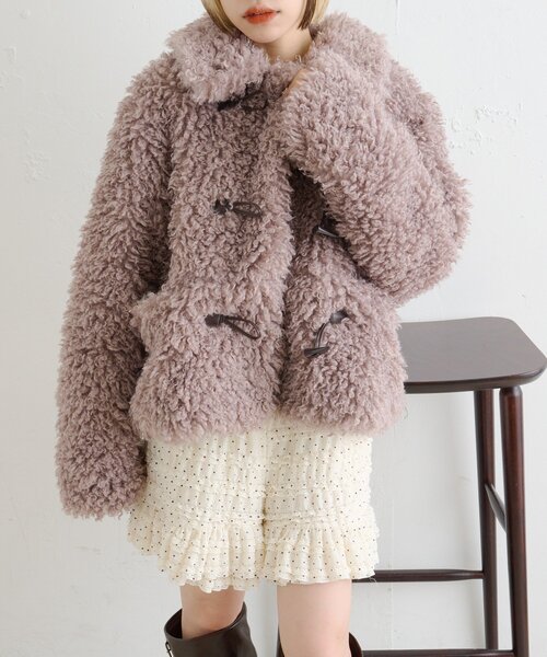 w closet（ダブルクローゼット）の「モコモコプードルアウター（その他アウター・レディース・ピンク/チャコールグレー/アイボリー・FREE）」の13枚目の写真