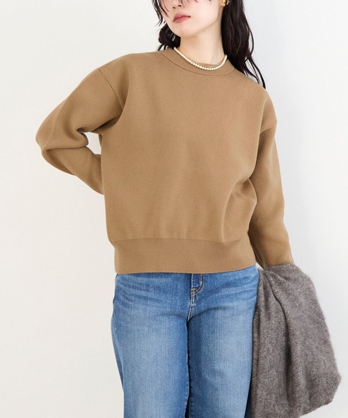 MICA&DEAL(マイカ&ディール)の「接結ニットプルオーバー(ニット/セーター・レディース・オフホワイト/チャコールグレー/キャメル/イエロー・FREE)」の2枚目の写真