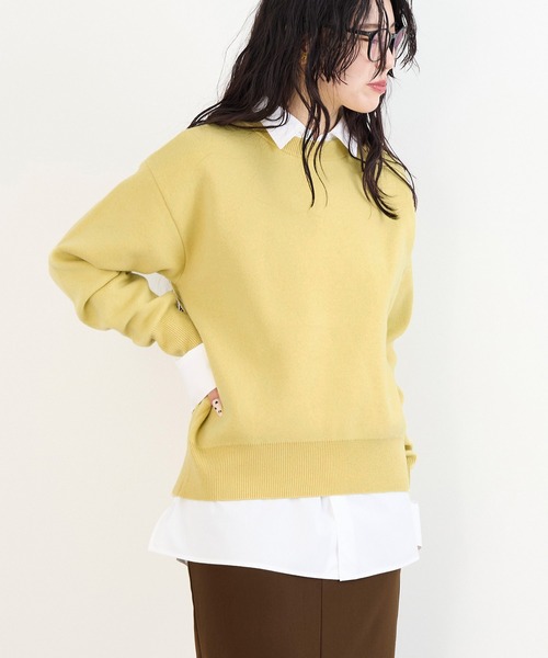 MICA&DEAL(マイカ&ディール)の「接結ニットプルオーバー(ニット/セーター・レディース・オフホワイト/チャコールグレー/キャメル/イエロー・FREE)」の4枚目の写真