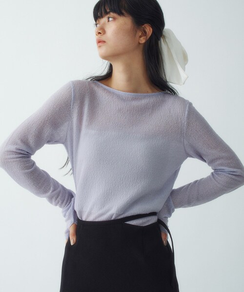 CODE A（コードエー）の「twist sheer jersey top（Tシャツ/カットソー・レディース・ライトブルー/ボルドー/オフホワイト・00）」の8枚目の写真