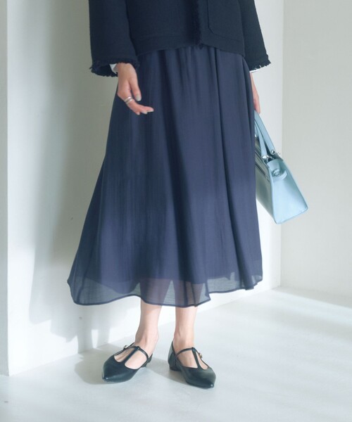 green label relaxing（グリーンレーベルリラクシング）の「［size SHORTあり］エアリーギャザー スカート（スカート・レディース・ライトブルー/ネイビー/その他1・FREE/SHORT）」の4枚目の写真