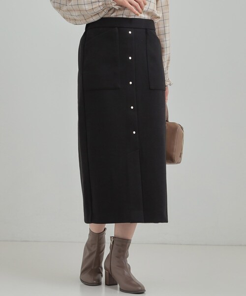 DRESKIP(ドレスキップ)の「【S-LL/あったか】すらりときれい見え ベイカー風ナロースカート(スカート・レディース・ダークブラウン系1/アイボリー/ブラック・01/02/03/04)」の1枚目の写真