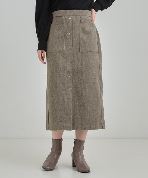 DRESKIP(ドレスキップ)の「【S-LL/あったか】すらりときれい見え ベイカー風ナロースカート(スカート・レディース・ダークブラウン系1/アイボリー/ブラック・01/02/03/04)」の4枚目の写真