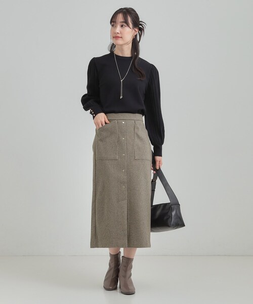 DRESKIP(ドレスキップ)の「【S-LL/あったか】すらりときれい見え ベイカー風ナロースカート(スカート・レディース・ダークブラウン系1/アイボリー/ブラック・01/02/03/04)」の6枚目の写真