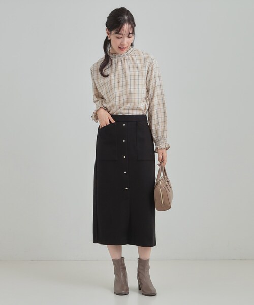 DRESKIP(ドレスキップ)の「【S-LL/あったか】すらりときれい見え ベイカー風ナロースカート(スカート・レディース・ダークブラウン系1/アイボリー/ブラック・01/02/03/04)」の10枚目の写真