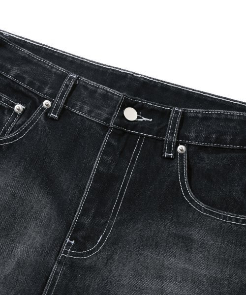 TRILLION(トリリオン)の「サイドタックスナップボタンワイドデニムパンツ(ブラック)(デニムパンツ・レディース・その他・MEDIUM/LARGE/X-LARGE/SMALL)」の7枚目の写真