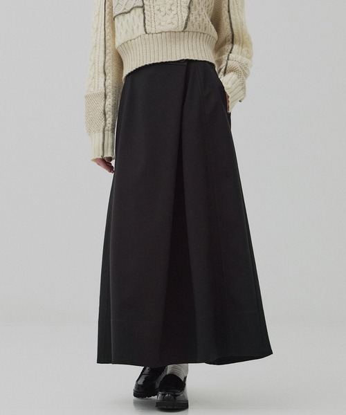 PUBLIC TOKYO（パブリックトウキョウ）の「ラップフレアスカート（スカート・レディース・ブラック/モカ・1/2）」の2枚目の写真