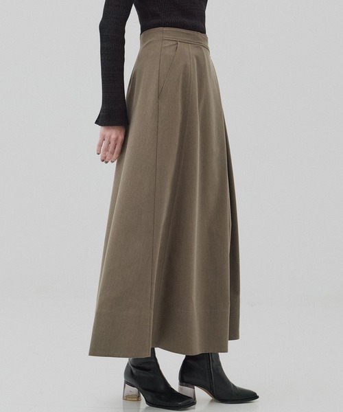 PUBLIC TOKYO（パブリックトウキョウ）の「ラップフレアスカート（スカート・レディース・ブラック/モカ・1/2）」の13枚目の写真