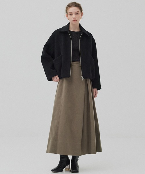 PUBLIC TOKYO（パブリックトウキョウ）の「ラップフレアスカート（スカート・レディース・ブラック/モカ・1/2）」の6枚目の写真