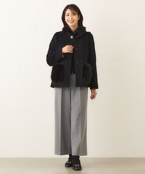 TO BE CHIC（トゥー ビー シック）の「ファーコンビ アンゴラウールコート（その他アウター・レディース・ピンク系その他2/ブラック・40/42）」の7枚目の写真