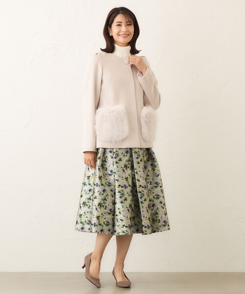 TO BE CHIC（トゥー ビー シック）の「ファーコンビ アンゴラウールコート（その他アウター・レディース・ピンク系その他2/ブラック・40/42）」の8枚目の写真