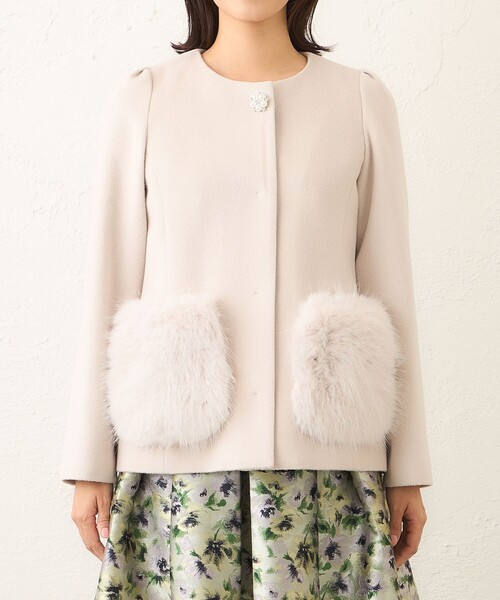TO BE CHIC（トゥー ビー シック）の「ファーコンビ アンゴラウールコート（その他アウター・レディース・ピンク系その他2/ブラック・40/42）」の10枚目の写真