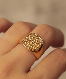 【サージカルステンレス】テクスチャーシグネットリング