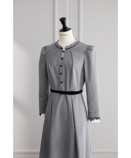 Classic Monochrome Check Midi Dress