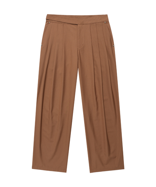 WESLEYHYUSTON(ウェズリーユーストン)の「THREE TUCK GURKHA SLACKS BROWN(スラックス・レディース・その他・SMALL/MEDIUM/LARGE)」の1枚目の写真