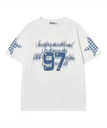 LETTERING 97 CHECK STAR CREWNECK TEE WHITE