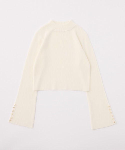 one after another NICE CLAUP（ワンアフターアナザーナイスクラップ）の「袖金ボタンリブニット（ニット/セーター・レディース・ホワイト/ブラウン/ピンク/ブラック・FREE）」の8枚目の写真