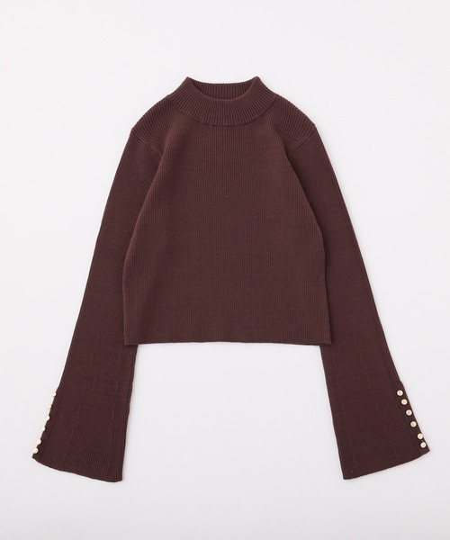 one after another NICE CLAUP（ワンアフターアナザーナイスクラップ）の「袖金ボタンリブニット（ニット/セーター・レディース・ホワイト/ブラウン/ピンク/ブラック・FREE）」の7枚目の写真