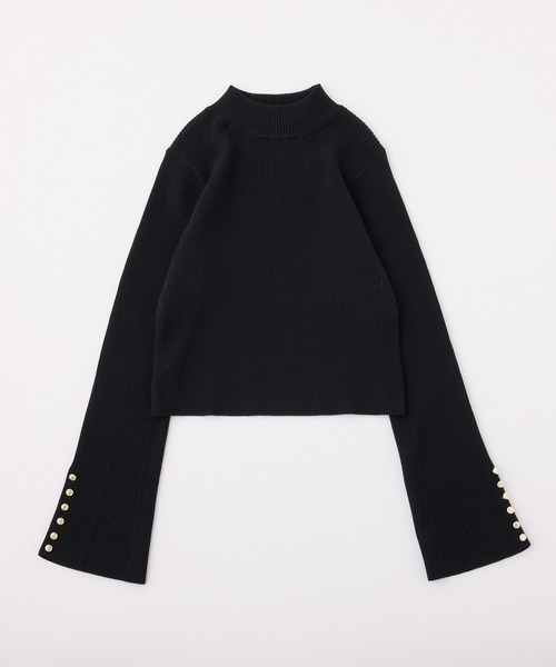 one after another NICE CLAUP（ワンアフターアナザーナイスクラップ）の「袖金ボタンリブニット（ニット/セーター・レディース・ホワイト/ブラウン/ピンク/ブラック・FREE）」の6枚目の写真