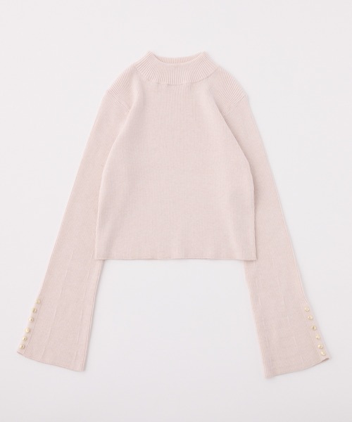 one after another NICE CLAUP（ワンアフターアナザーナイスクラップ）の「袖金ボタンリブニット（ニット/セーター・レディース・ホワイト/ブラウン/ピンク/ブラック・FREE）」の5枚目の写真