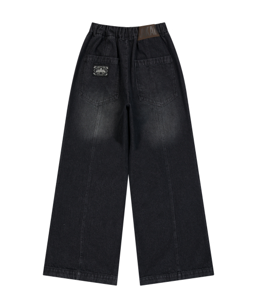 AKKAM 98 Denim Pants black パンツ デニム アーカム Knee Pin-tuck