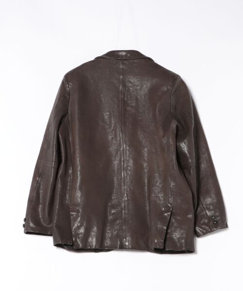 M TO R（ムウトアール）の「LETHER 2BUTTOM BOXY JACKET（テーラードジャケット・レディース・ダークブラウン・38/40/42）」の2枚目の写真