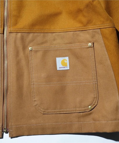 THRIFTY LOOK（スリフティールック）の「THRIFTY LOOK/スリフティールック US CARHARTT ACTIVE FILM JACKET ダック地 フルジップ ジャケット（ブルゾン・メンズ・ブラウン/ブラック・M/L）」の8枚目の写真