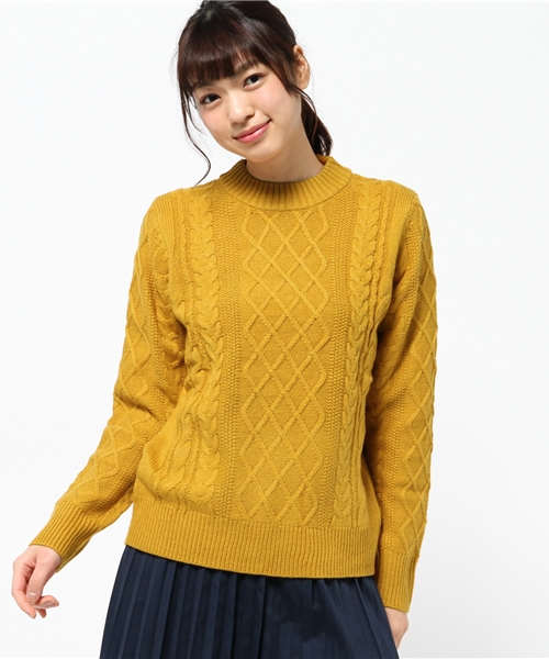 CIAOPANIC（チャオパニック）の「【Ciaopanic】　バルキーAC/WアランC/NP/O（ニット/セーター・レディース・ブラック/アイボリー/グレー/マスタード・FREE）」の4枚目の写真