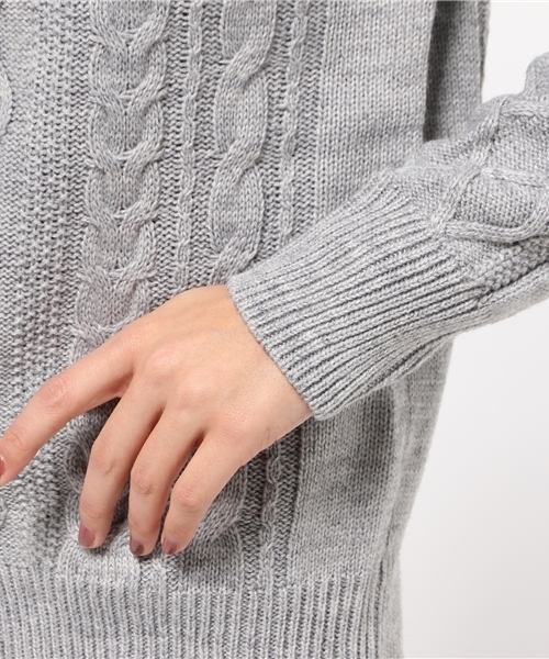 CIAOPANIC（チャオパニック）の「【Ciaopanic】　バルキーAC/WアランC/NP/O（ニット/セーター・レディース・ブラック/アイボリー/グレー/マスタード・FREE）」の9枚目の写真