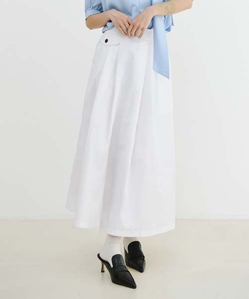 セール】Aラインポケットスカート - ホワイト（スカート