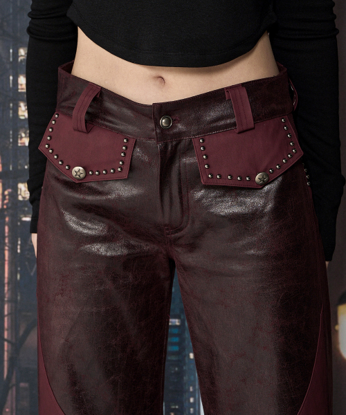 CHERRYQUIRI(チェリーキュリー)の「crack leather boots cut pt - burgundy(その他パンツ・レディース・その他・SMALL/MEDIUM)」の2枚目の写真