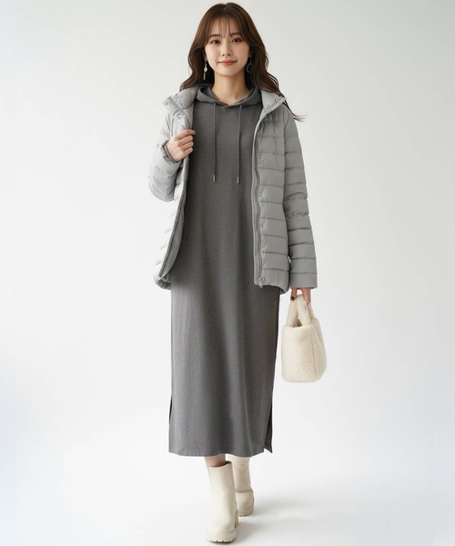 Cinderella(シンデレラ)の「裏起毛ワンピース 冬 秋 レディース 裏起毛 ワンピース ロングワンピース パーカーワンピース フード付き カジュアル 暖かい おしゃれ かわいい 厚手 シンプル 無地 防寒 マキシ丈 膝下 ポケット付き(ワンピース・レディース・ブラウン/ネイビー/ダークグリーン/グレー/ブラック・MEDIUM/LARGE/X-LARGE)」の20枚目の写真