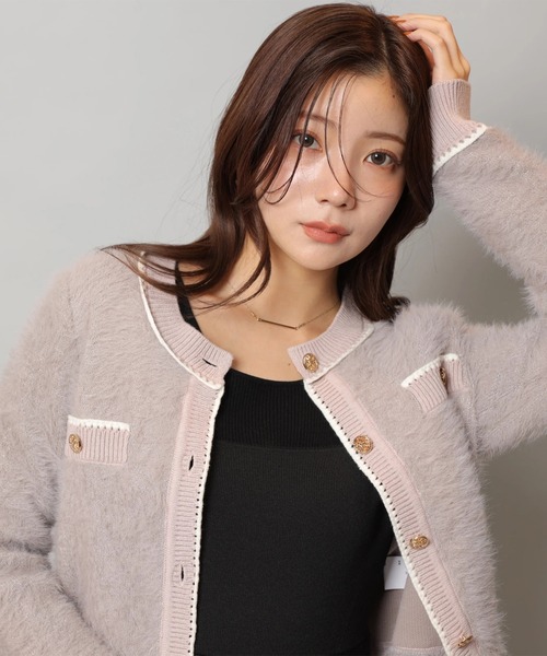 ふわふわレースラインカーデ（ニット/セーター）｜Apuweiser-riche