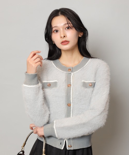 ふわふわレースラインカーデ（ニット/セーター）｜Apuweiser-riche