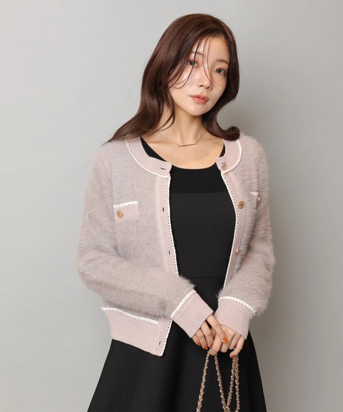 ふわふわレースラインカーデ（ニット/セーター）｜Apuweiser-riche