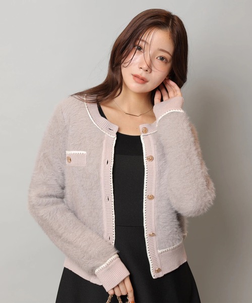 アプワイザーリッシェ　ふわふわレースラインカーデ ふわふわレースラインカーデ（ニット/セーター）｜Apuweiser-riche