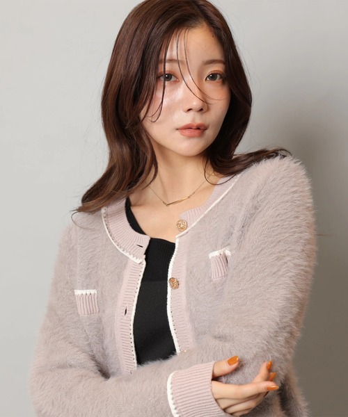 アプワイザーリッシェ　ふわふわレースラインカーデ ふわふわレースラインカーデ（ニット/セーター）｜Apuweiser-riche